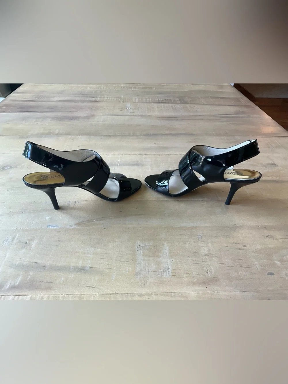 Michael Kors Womens Joselle Open Toe Pump Black Patent Size 8M